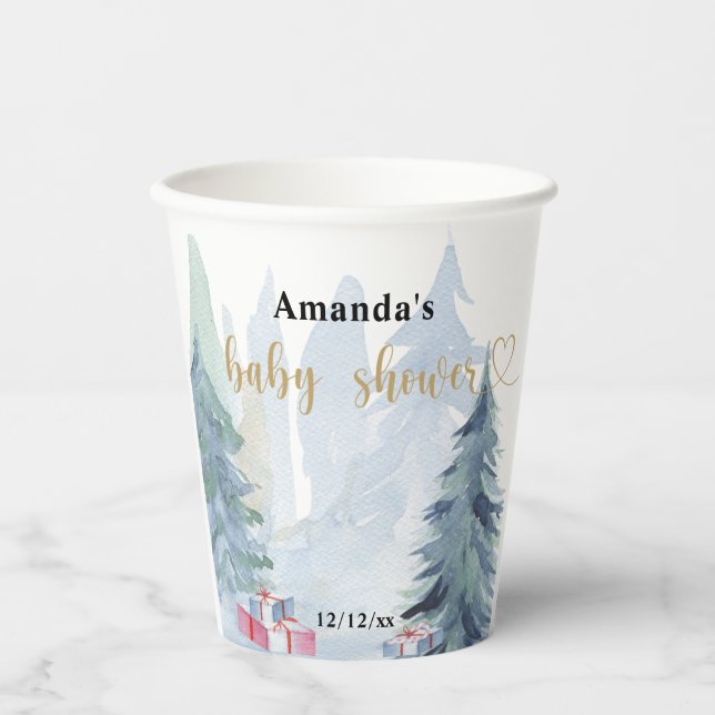Winter Weihnachten - Baby-Dusche Pappbecher (Vorderseite)