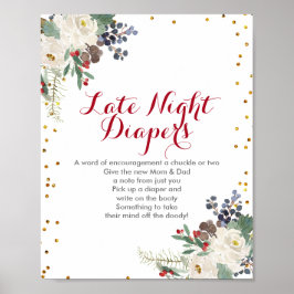 Winter Weihnachten florale Späte Nacht Windeln sig Poster