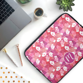 Winter Weihnachten Mittens Muster in Rosa Laptopschutzhülle