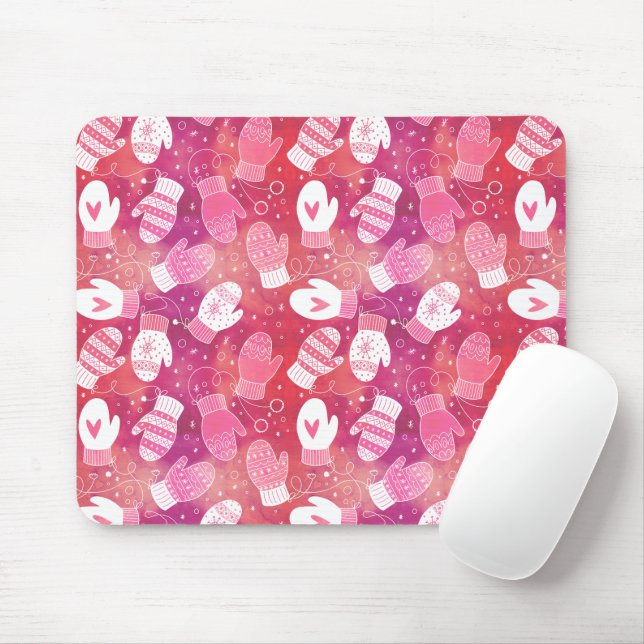 Winter Weihnachten Mittens Muster in Rosa Mousepad (Mit Mouse)