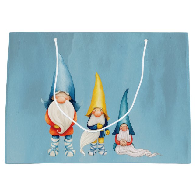 Winter Weihnachten Nordische Gnomaden Hygge Große Geschenktüte (Vorderseite)