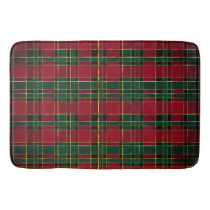 Winter Weihnachten Rot & Grün Tartan & Gold Foil Badematte