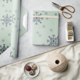 Winter Weihnachten Schneeflocken Schneeflocken Grü Geschenkpapier