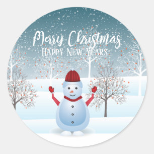 Winter Weihnachten Snowman Classic Round Stickers