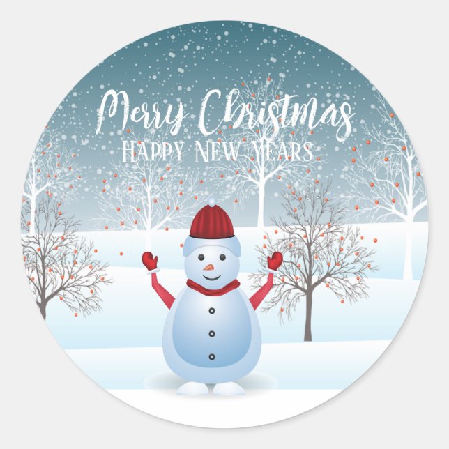 Winter Weihnachten Snowman Classic Round Stickers (Vorderseite)