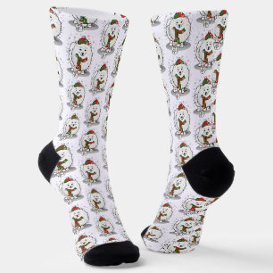 Winter Weihnachten Spitz (weiß) Hund Niedlicher Sc Socken