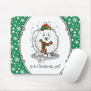 Winter Weihnachten Spitz (weiß) Hunde Scarf Schnee Mousepad