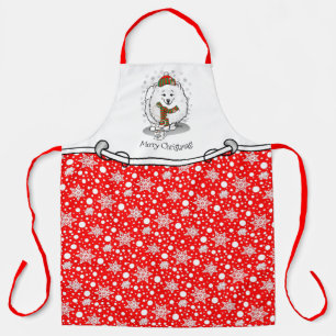 Winter Weihnachten Spitz (weiß) Hunde Scarf Schnee Schürze