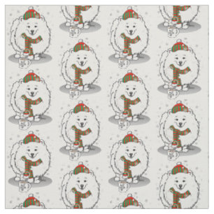 Winter Weihnachten Spitz (weiß) Hunde Scarf Schnee Stoff