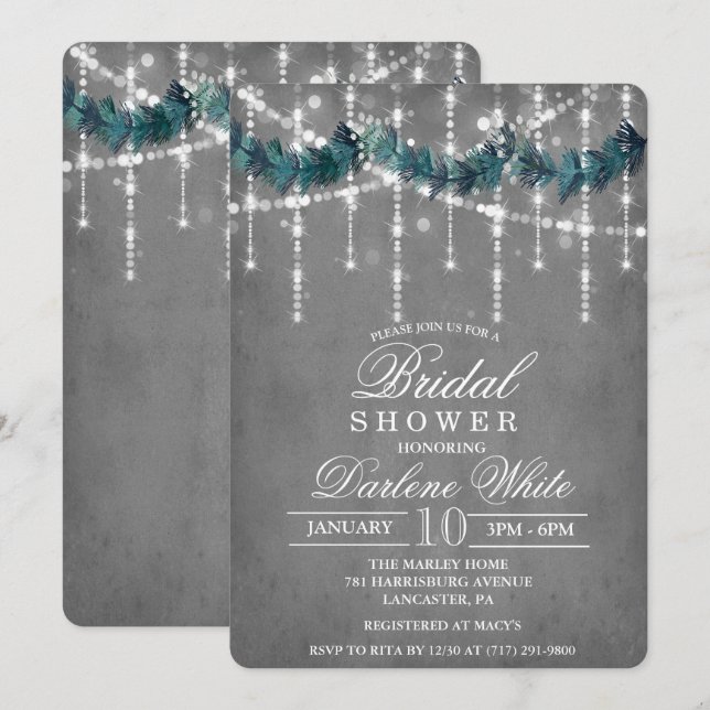 Winter Weihnachten Urlaub Bridal Dusche Einladung (Vorne/Hinten)