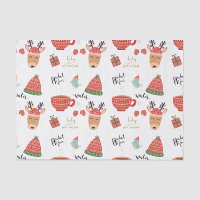 Winter Weihnachten Weihnachten Rustikale Kraft Lan Seidenpapier (Vorderseite)
