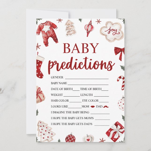 Winter Weihnachts Baby Dusche Baby Predictive Game Einladung (Vorderseite)
