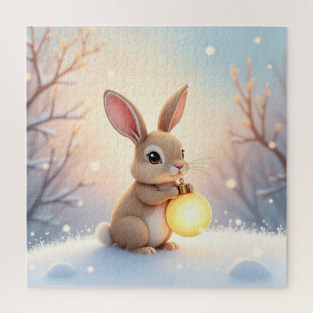 Winter-Weihnachts-Hasen-Puzzle (Vertikal)