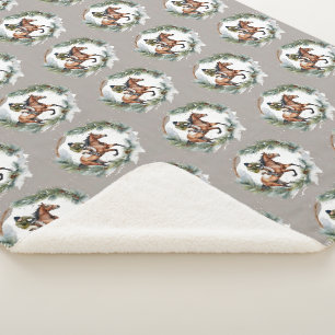 Winter-Weihnachts-Pferdereiter-Jockey-Wurfdecke  Sherpadecke