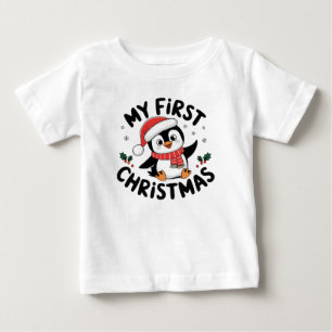 Winter-Weihnachts-Pinguin-Abenteuer im schneebedec Baby T-shirt