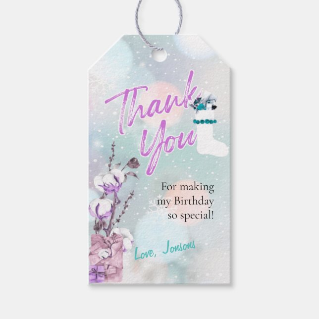 Winter Weihnachts-Schneefall Party Danke Tag Geschenkanhänger (Vorderseite)