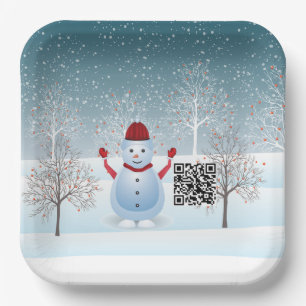 Winter Weihnachts-Schneemann-Papierplatte Pappteller