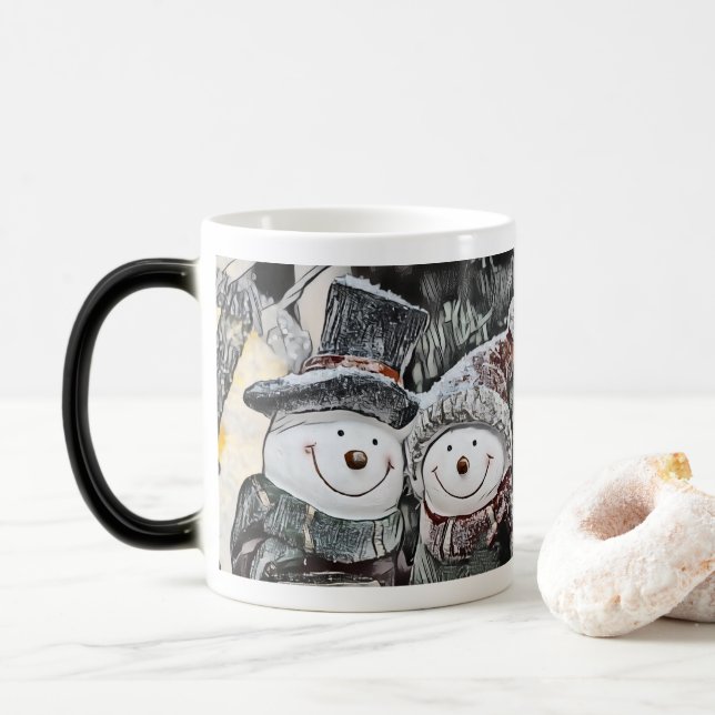 Winter, Weihnachts-Schneemann und Schneemünder Tas Verwandlungstasse (Mit Donut)