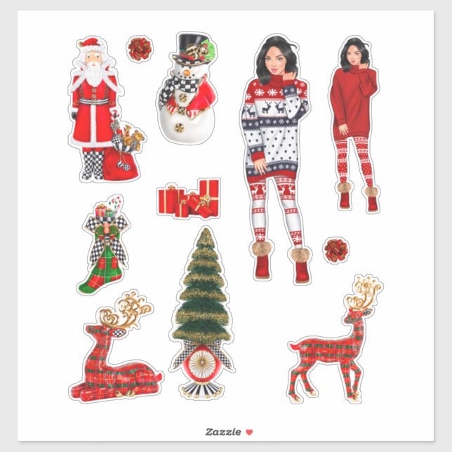 Winter Weihnachts Sweater Niedlich Xmas Pajamas Aufkleber (Blatt)