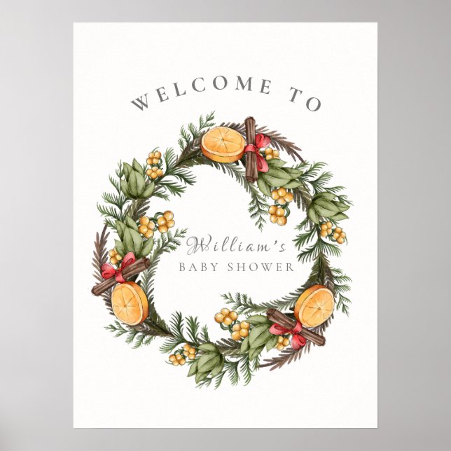 Winter Weihnachtsbad Baby Dusche Willkommen Poster (Vorne)