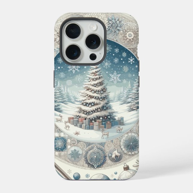 Winter-Weihnachtsbaum iPhone 15 Pro Hülle (Rückseite)
