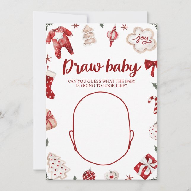 Winter Weihnachtsdusche Zeichnete das Baby Game Einladung (Vorderseite)