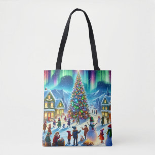 Winter-Weihnachtsfeier unter dem Nordlicht Tasche