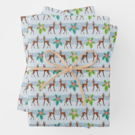 Winter Weihnachtsfest mit Holly Retro Inspiriert Geschenkpapier Set