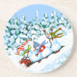Winter-Weihnachtsgetränk-Untersetzer, Snowmen Untersetzer