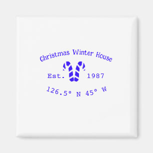 Winter Weihnachtshaus blaue Candy Canes geschätzt  Magnet