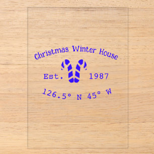 Winter-Weihnachtshaus blaue Zuckerrohre geschätzt  Acryleinladungen