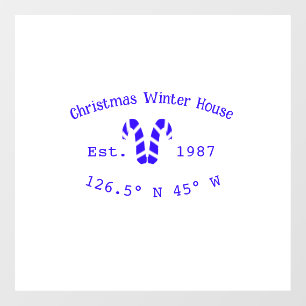 Winter-Weihnachtshaus blaue Zuckerrohre geschätzt Fensteraufkleber