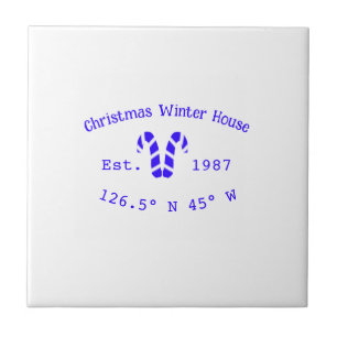 Winter-Weihnachtshaus blaue Zuckerstangen geschätz Fliese