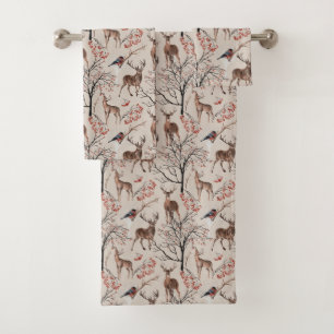 Winter-Weihnachtshirsch-Muster-Badehandtuch-Set Badhandtuch Set