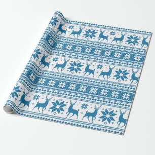 Winter-Weihnachtsrotwild-blaues Geschenkpapier