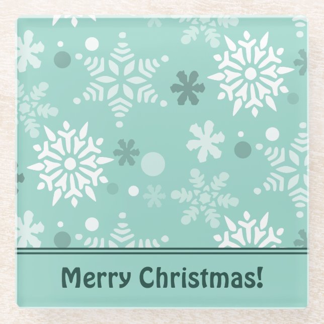 Winter Weihnachtssaison Name Turquoise-Blue Glasuntersetzer (Vorderseite)
