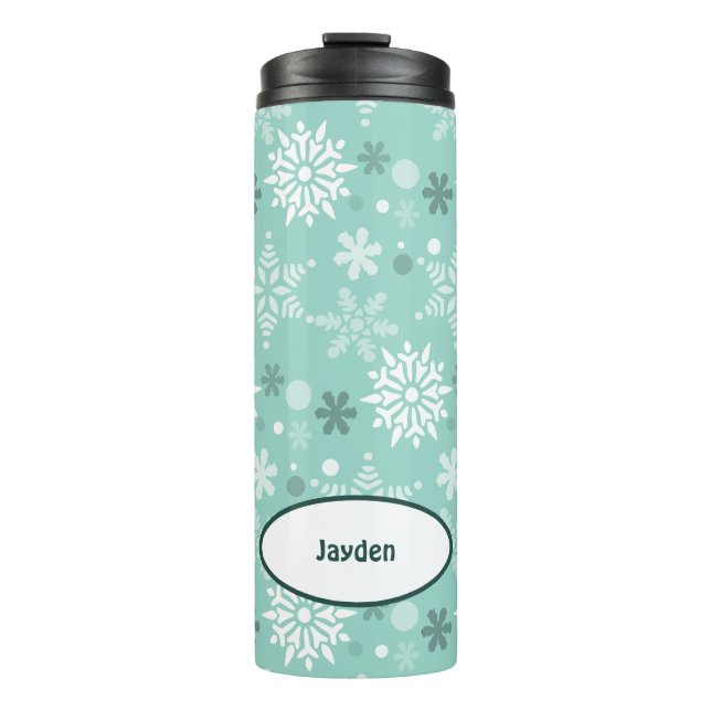 Winter Weihnachtssaison Name Turquoise-Blue Thermosbecher (Vorderseite)