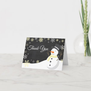 Winter Weihnachtsschneemann Gelb Dankeschön Karte