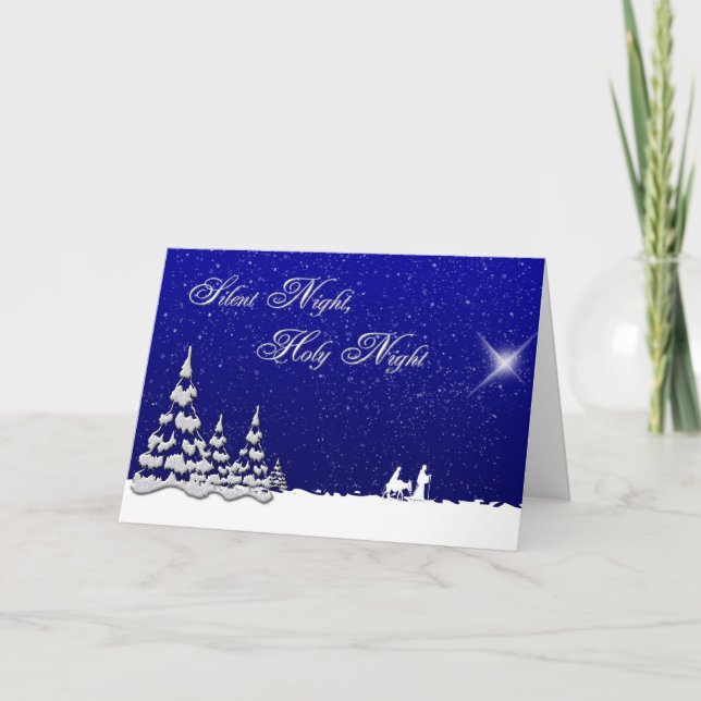 Winter-Weihnachtsstille Nacht Feiertagskarte (Vorderseite)