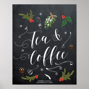winter weihnachtstee und kaffee schild hochzeit