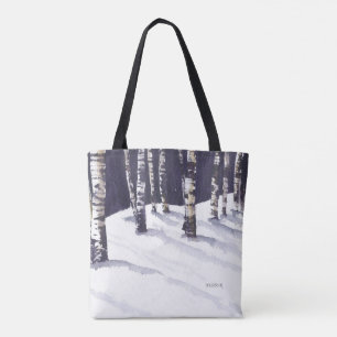 Winter-weiße Birken Tasche