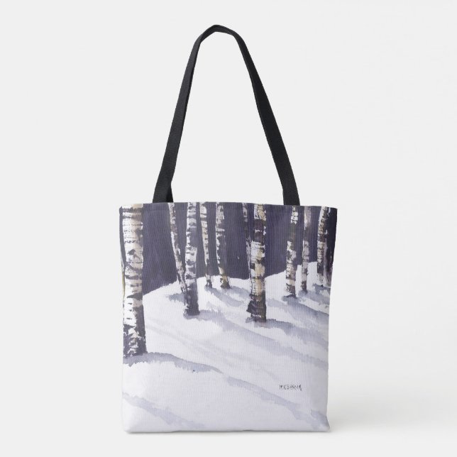 Winter-weiße Birken Tasche (Rückseite)
