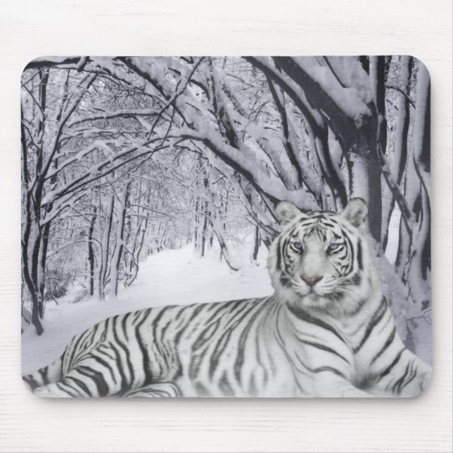 Winter-weißer Tiger Mousepad (Vorne)