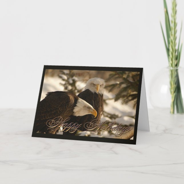 Winter-Weißkopfseeadler-Weihnachtskarte Feiertagskarte (Vorderseite)