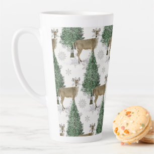 Winter-Weißwedelhirsch mit Schneeflocken-Urlaubshe Milchtasse