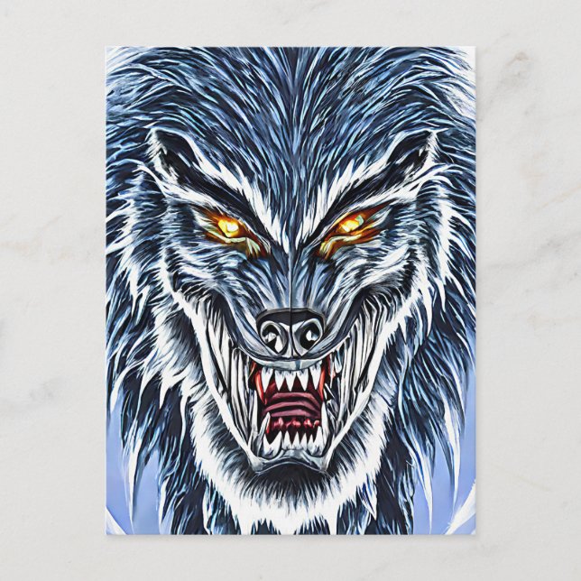 Winter Werewolf Fantasy Dark Horror Art Postkarte (Vorderseite)
