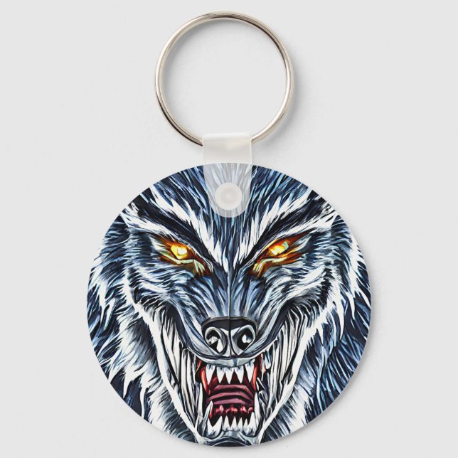 Winter Werewolf Fantasy Dark Horror Art Schlüsselanhänger (Vorderseite)