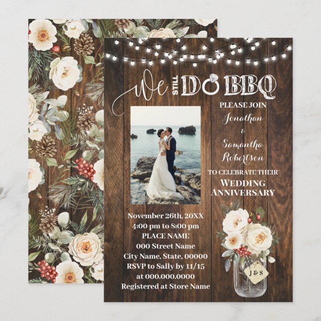 Winter Western We still do Wedding Anniversary Einladung (Vorne/Hinten)