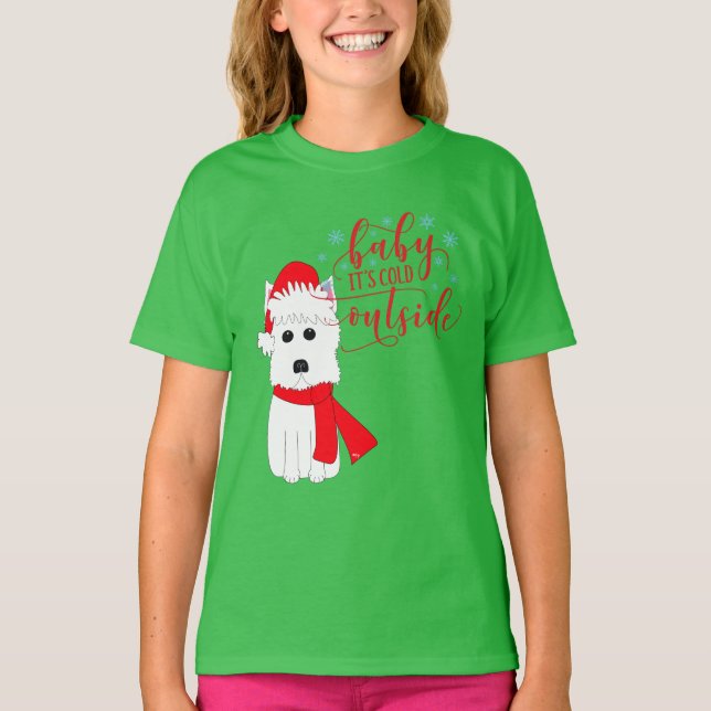 Winter Westie Baby ist es kalte Außenseite T-Shirt (Vorderseite)