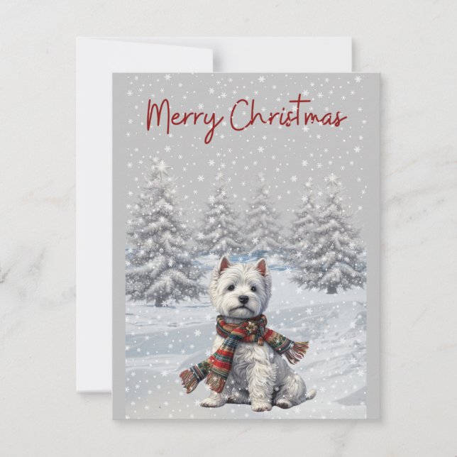 Winter Westie Frohe Weihnachtskarte Feiertagskarte (Vorderseite)